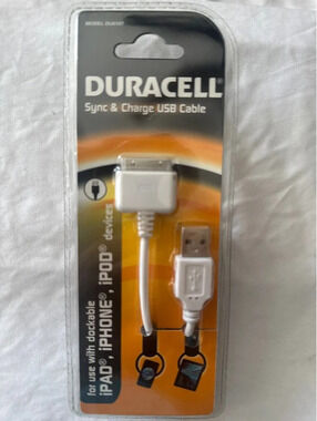 Duracell DU6107 iPad/iPhone/iPod 30Pin USB Sync / Charge Cable (DU6107) NEW